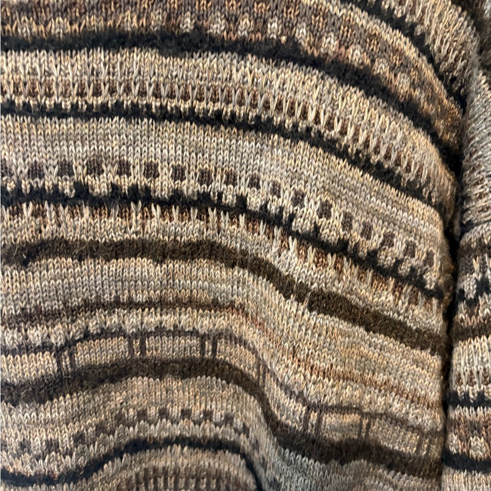 Peruvian Connection alpaca wool brown cropped soft striped women sweater l large - Picture 2 of 5